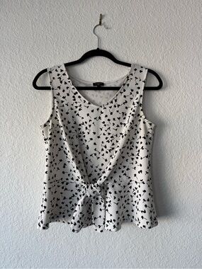 Talbots White Sleeveless Tie-Front Printed Camisole